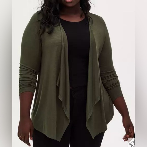 Torrid Super Soft Knit Drape Front Plus Cardigan - Picture 2 of 9